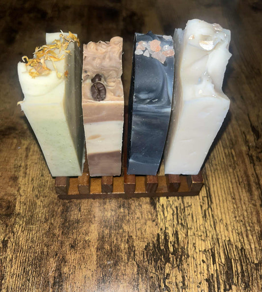 Moya Soap Bundle – 4 Handmade Soaps + FREE Lather Pouch